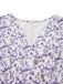 Robe violette col V et boutons motif lapin et fleurs années 40