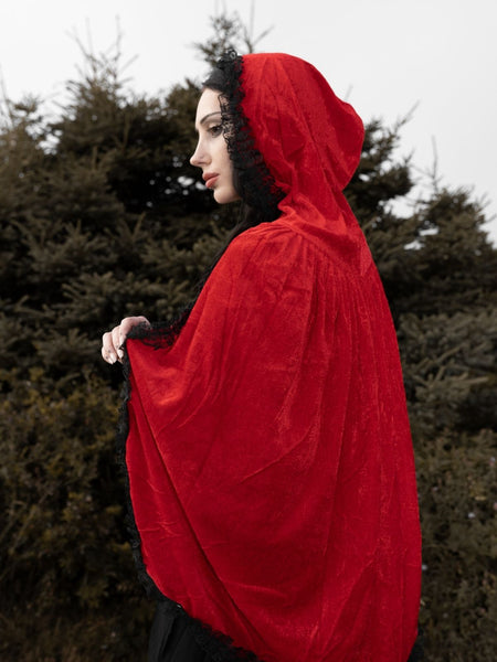 Générique Cape Rouge Courte Pour Femme Fille, Cape À Capuche