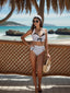 Maillot de Bain à Col Licou Noir à Carreaux