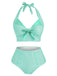 Maillot de Bain à Col Licou Verte à Carreaux des années 1950