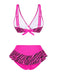 Ensemble bikini imprimé zèbre à bretelles rose années 1950