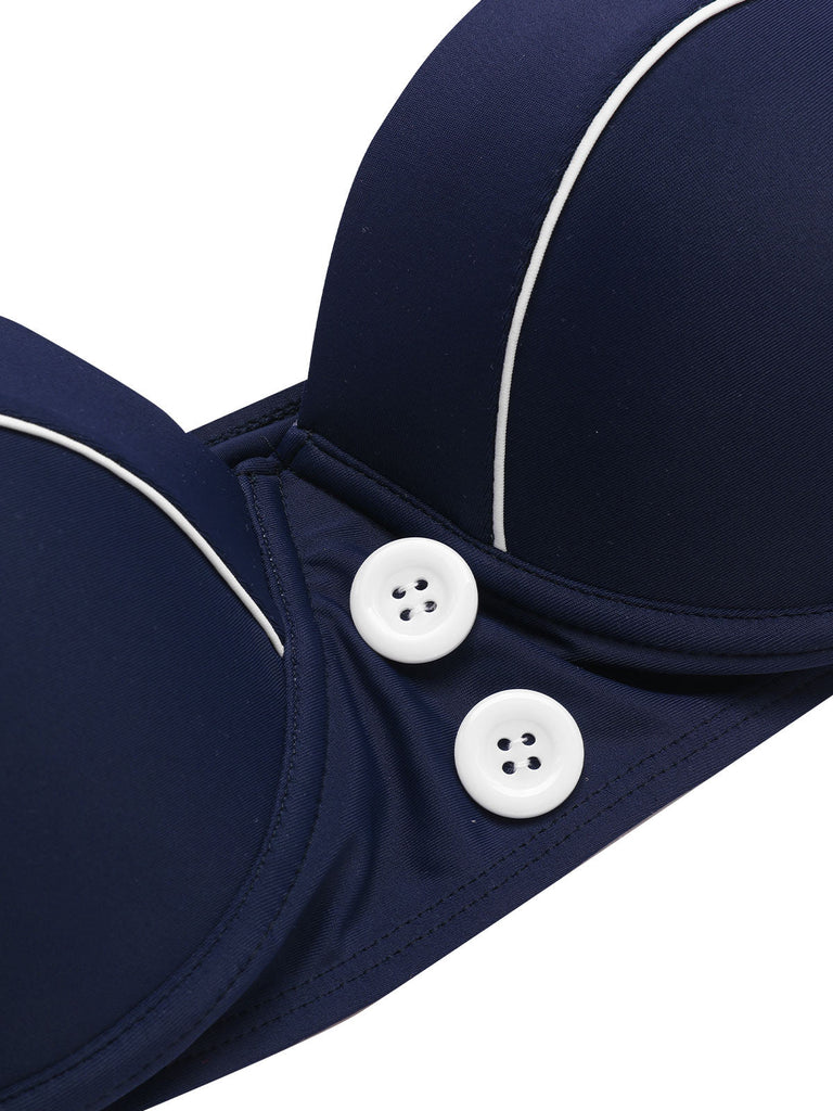 Maillot de bain patchwork bleu style marine années 1940