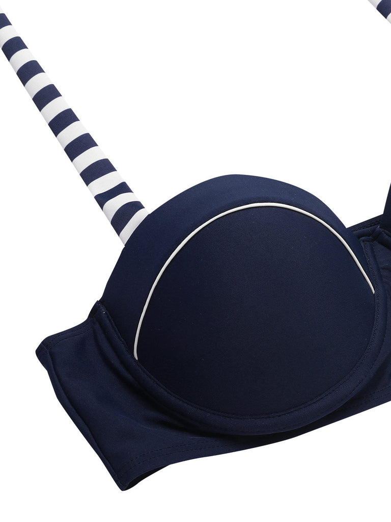 Maillot de bain patchwork bleu style marine années 1940