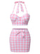 [Pré-vente] Maillot de bain rose à carreaux et nœud des années 1950