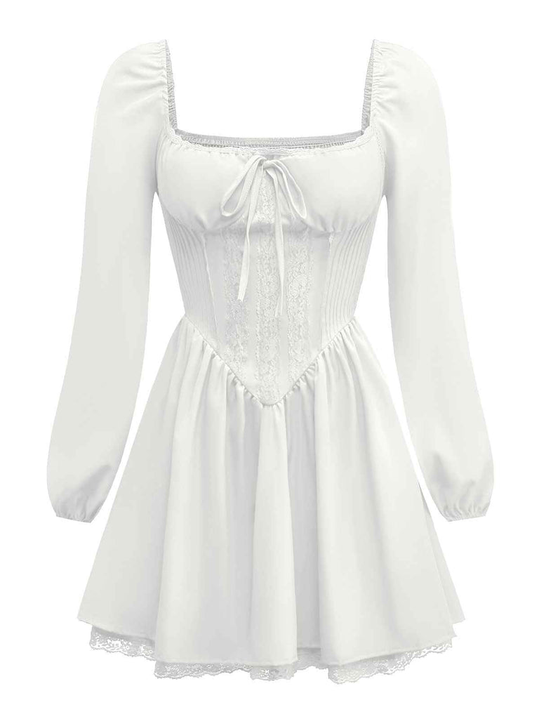 Robe gothique en dentelle avec nœud papillon années 1950