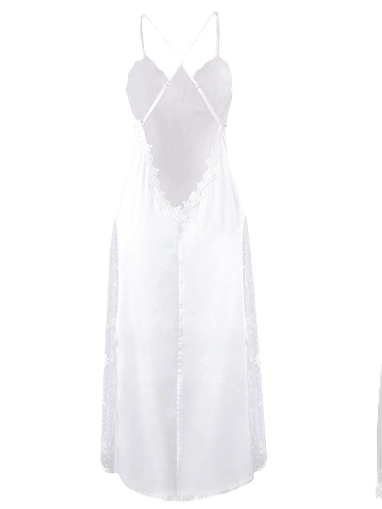 Ensemble nuisette blanche en dentelle et maille années 1930