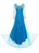Cape et robe Elsa bleue à paillettes unis années 1970