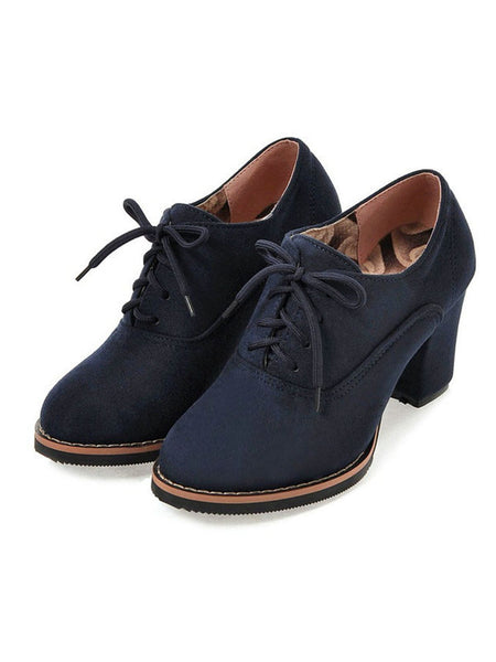 Chaussures Oxford Pour Femme - Style Rétro Brogue - Talon Épais Stable - Cuir - Pour Bureau Et Occasions