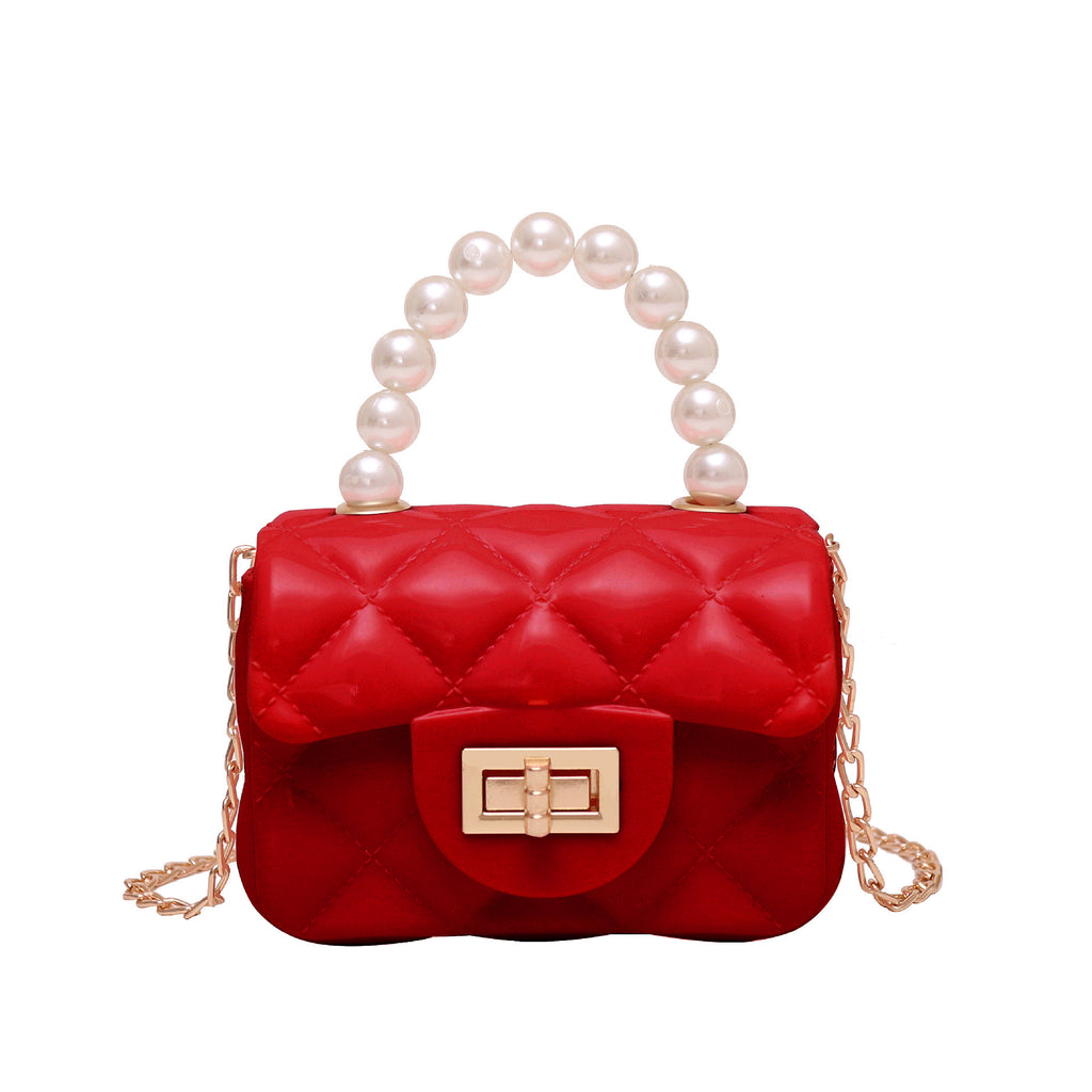 Sac à Main Vert Vintage Carré avec Perles Chic