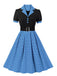 Robe à revers à pois color block des années 1950