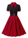 Robe à revers à pois color block des années 1950