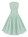 Robe rayée vert menthe à col en V des années 1950