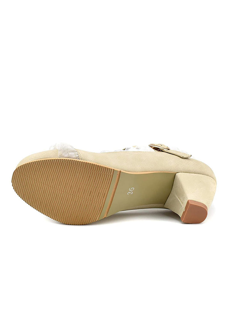 Chaussures Vintage avec Dentelle et Nœud Papillon Bleu