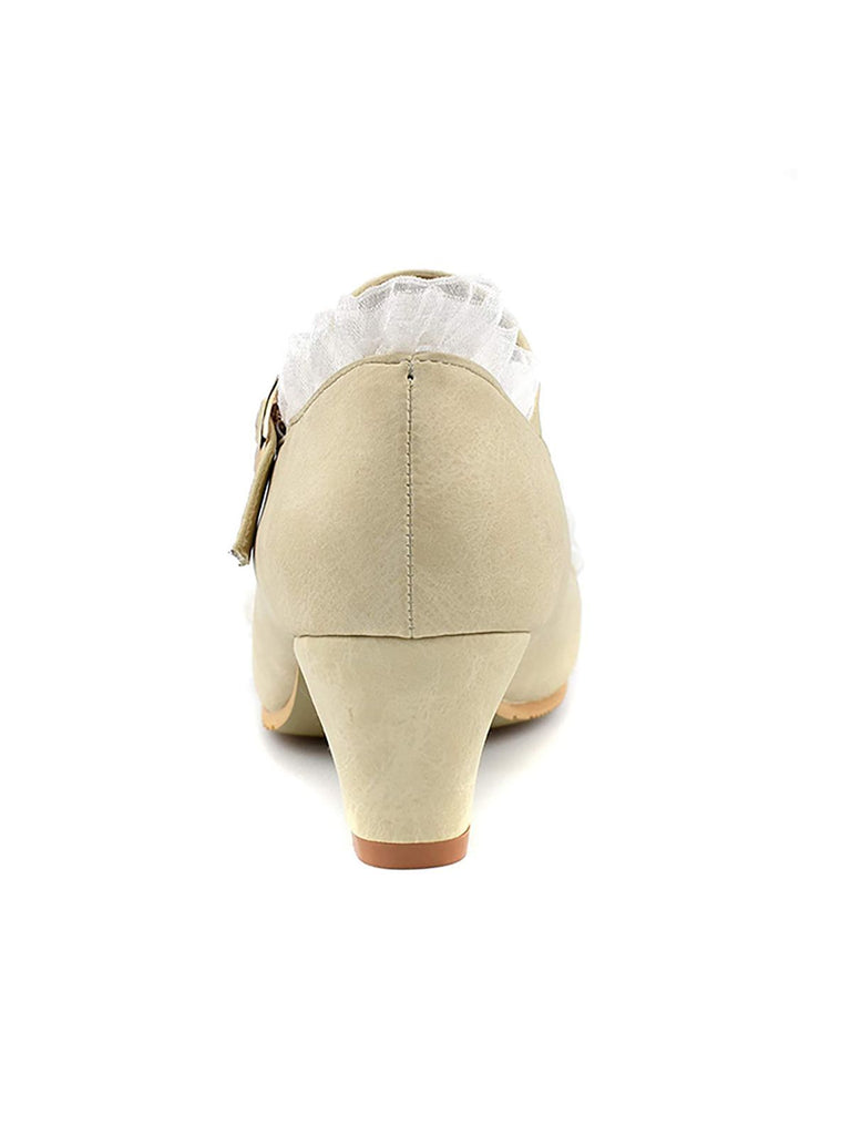 Chaussures Vintage avec Dentelle et Nœud Papillon Bleu