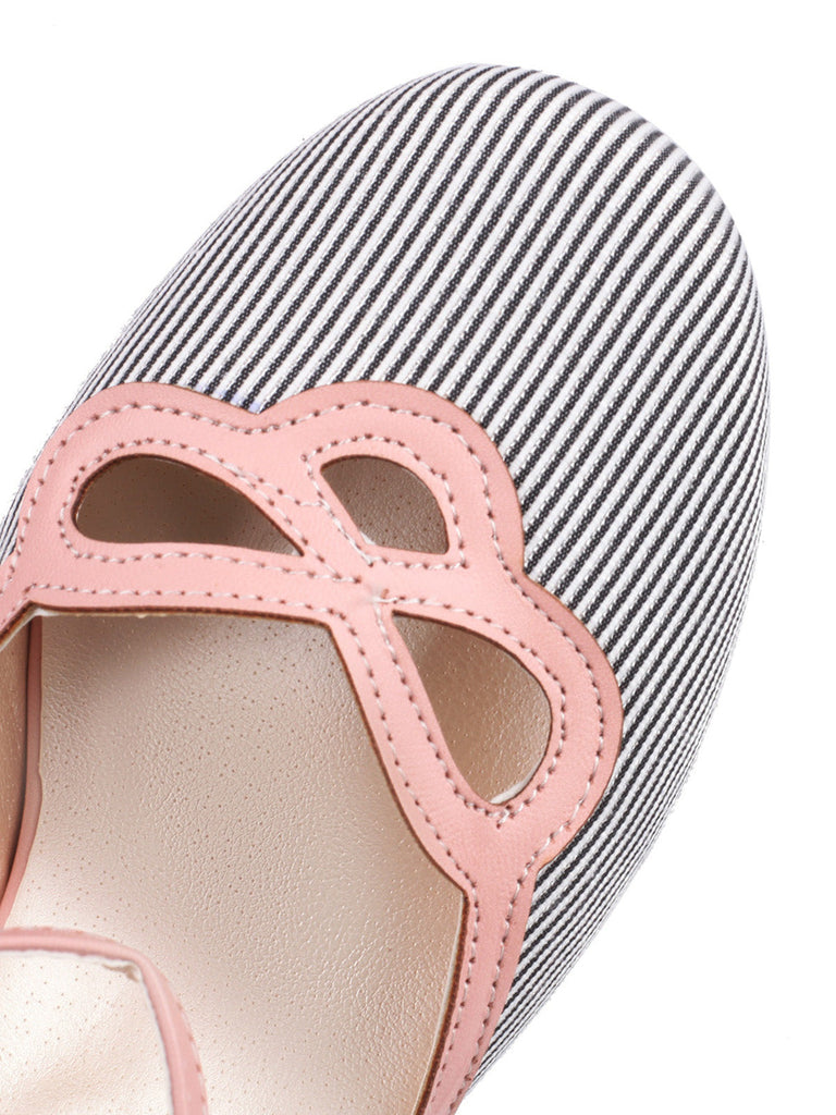 Chaussures à talons hauts bouclés à rayures et à pois