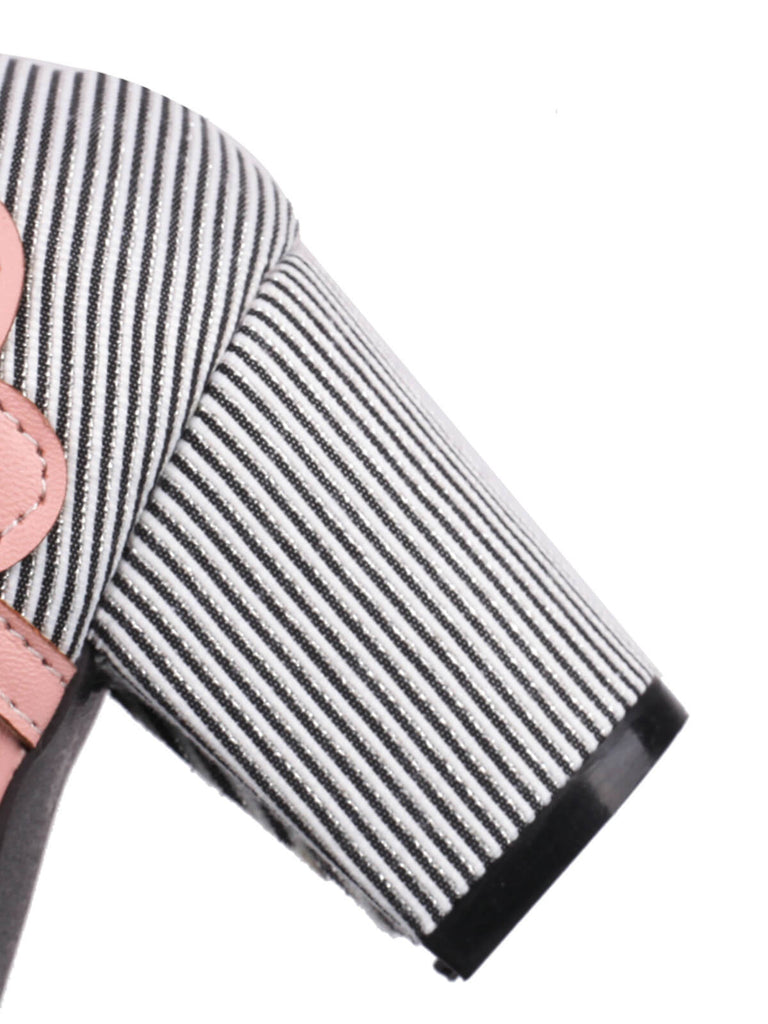 Chaussures à talons hauts bouclés à rayures et à pois