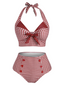 Maillot de Bain à Col Licou à Carreaux