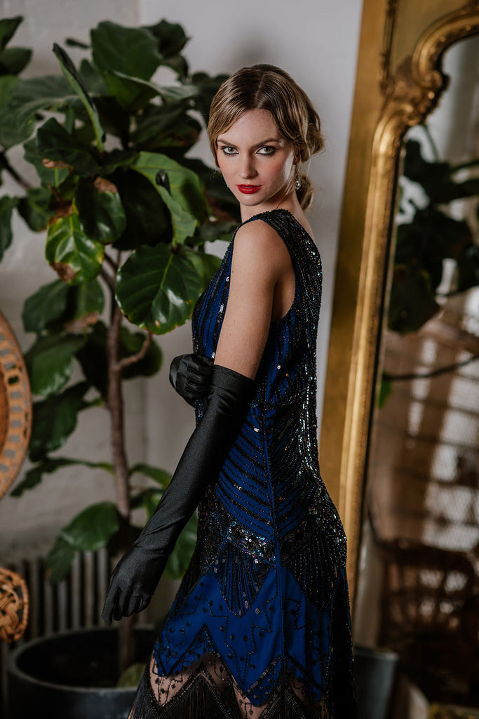 Robe Charleston Vintage Gatsby Année 20 à Franges Paillettes Soirée Cocktail