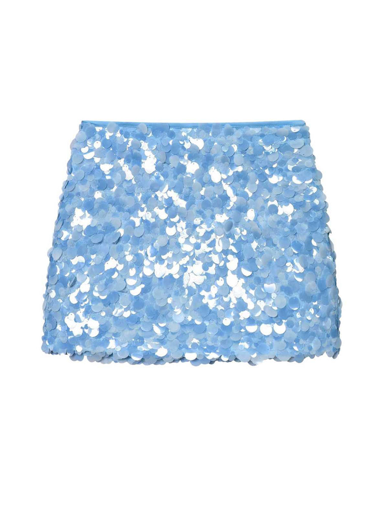 Mini-jupe crayon taille basse à paillettes des années 1980