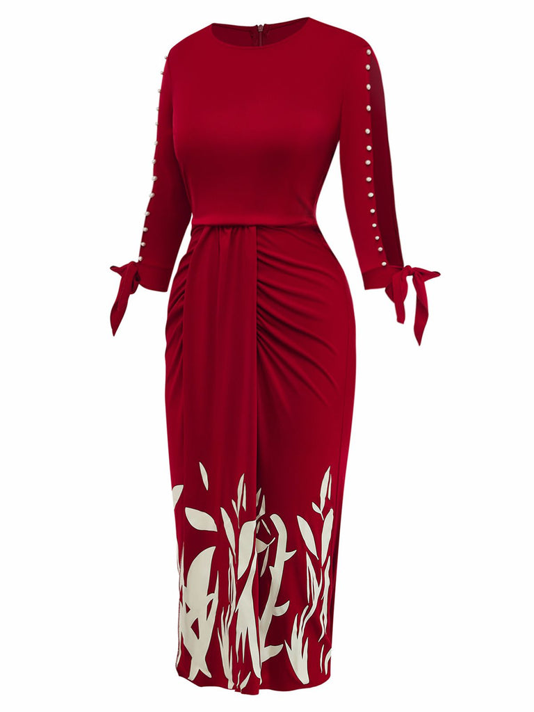 Robe À Cravate Patchwork Découpé Fleuri Année 1960