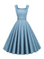 [Prévente] Robe Bleue en Velours Côtelé des Années 1950 Cocktail Pin-up