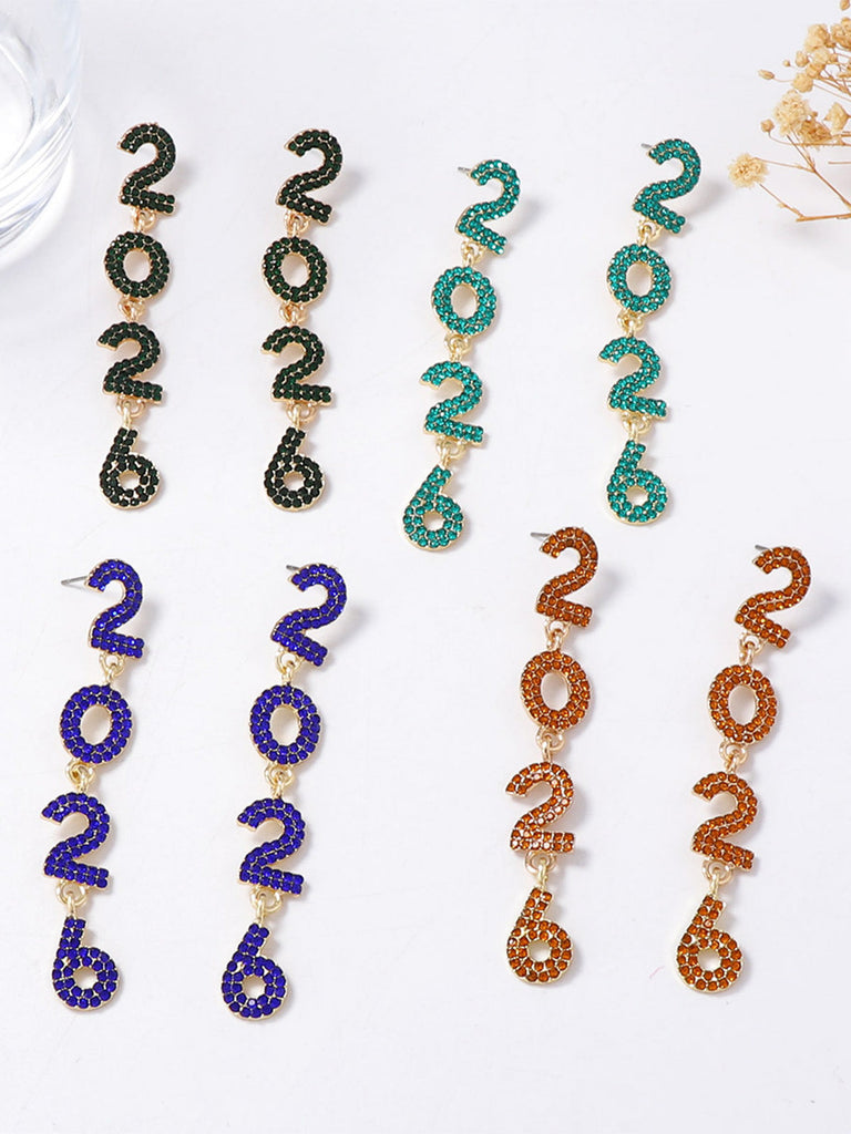 Boucles d'oreilles pendantes strass 2026 colorées pour le Nouvel An