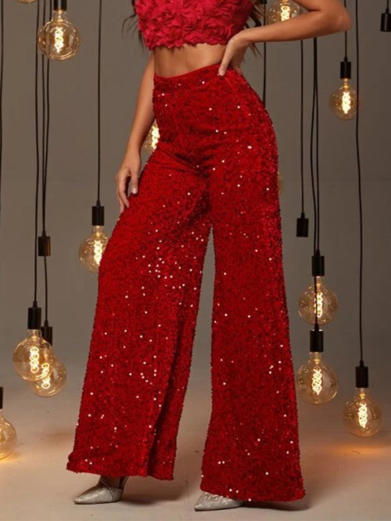 Pantalon disco sequins unis jambes larges années 70