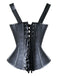 Haut Steampunk en cuir noir à col carré des années 1970
