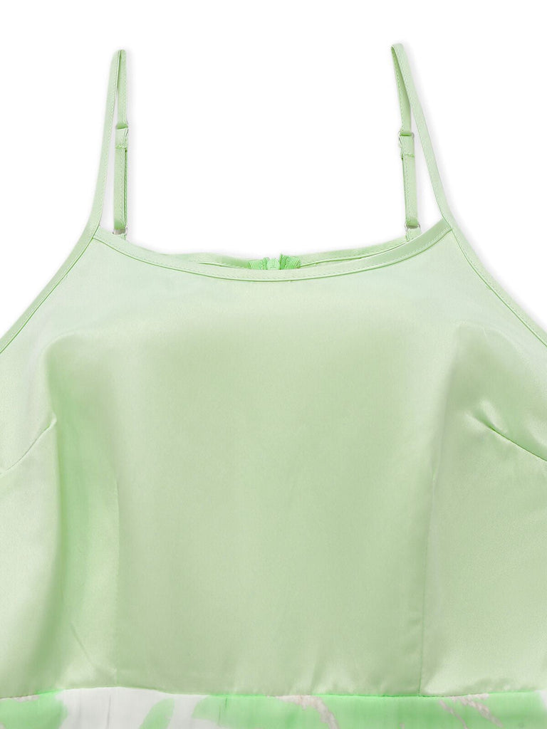 Robe organza fleur avec nœud à bretelles spaghetti années 1930