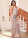 Robe longue sequins et col en V style années 20