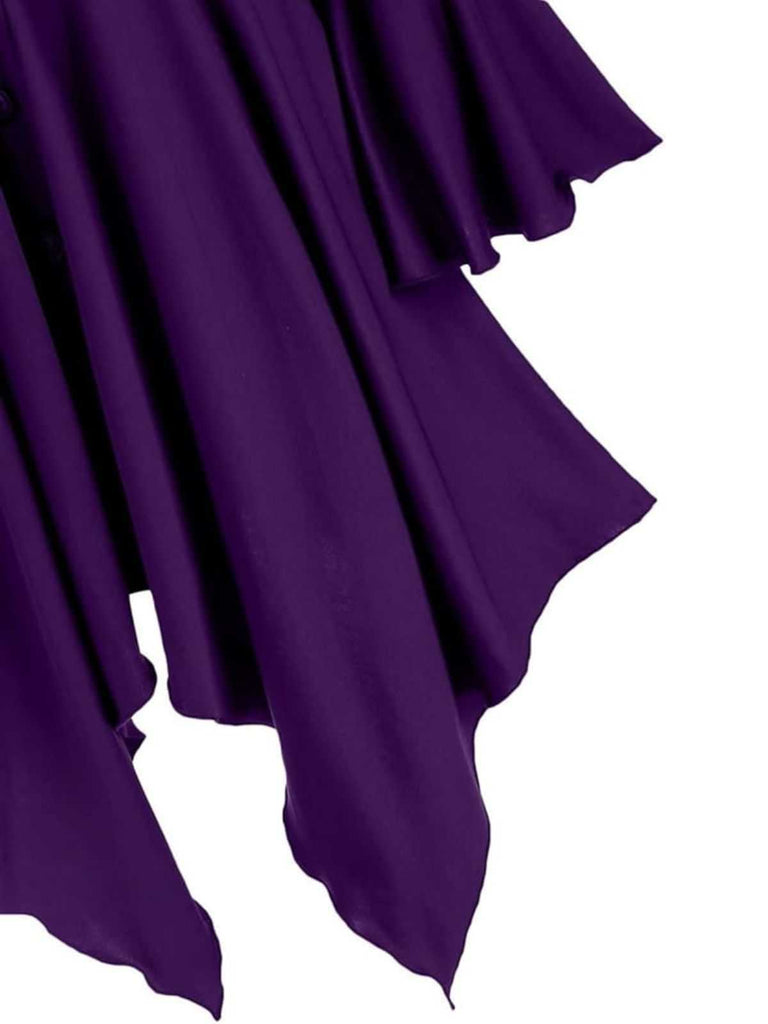 Veste longue punk gothique violette à capuche années 1980