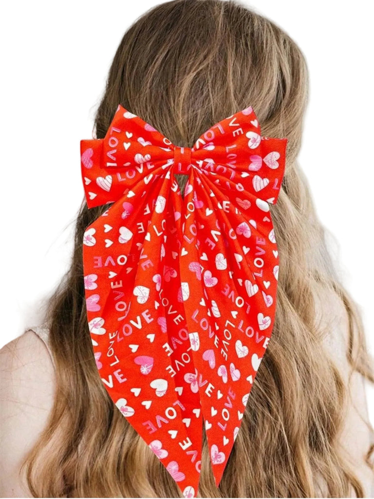 Épingle à cheveux nœud papillon imprimé cœur pour la Saint-Valentin