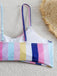 Ensemble bikini à bretelles rayures verticales contrastées nœud années 1940