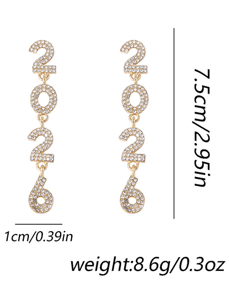Boucles d'oreilles pendantes strass 2026 colorées pour le Nouvel An