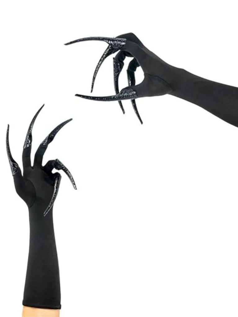 Gants noirs longs à griffes pour Halloween