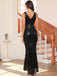 Robe longue sequins et col en V style années 20