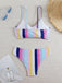 Ensemble bikini à bretelles rayures verticales contrastées nœud années 1940