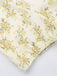 Robe jaune à fleurs et col en V manches bouffantes années 1960