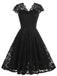 Robe en dentelle unie à col en V et sans manches années 1950