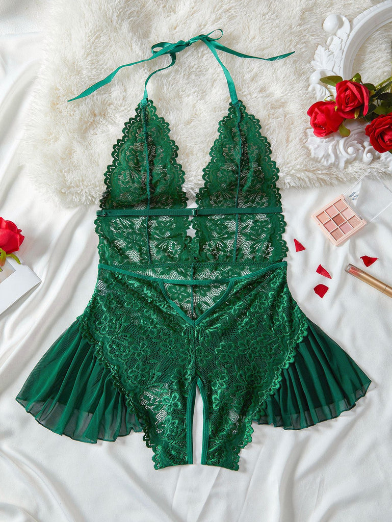 Lingerie dos nu dentelle jupe imprimée léopard années 1980