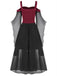 Robe à bretelles rouge manches transparentes Halloween des années 1950
