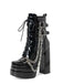 Bottes gothiques talons hauts vernis noir et ornées de chaînes