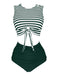 Maillot de bain à rayures à lacets violette des années 1970