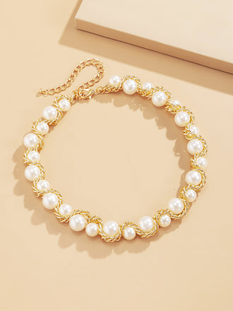 Collier de perles enroulé en alliage vintage