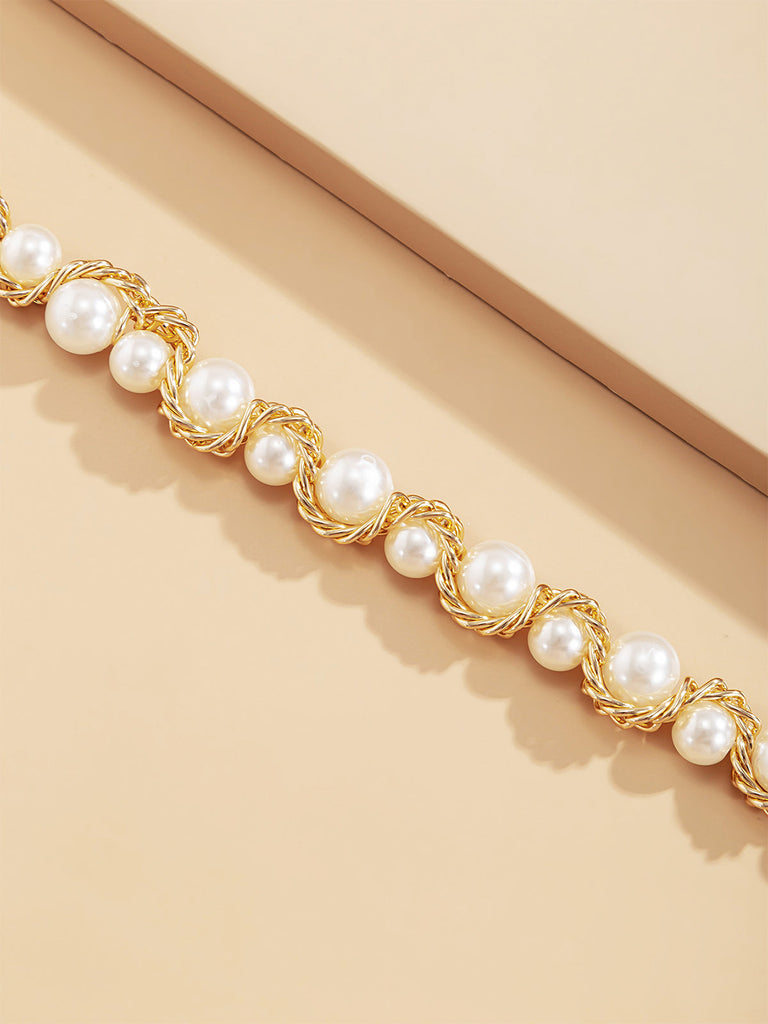 Collier de perles enroulé en alliage vintage