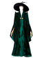 Cape de sorcière verte en velours Halloween années 1970