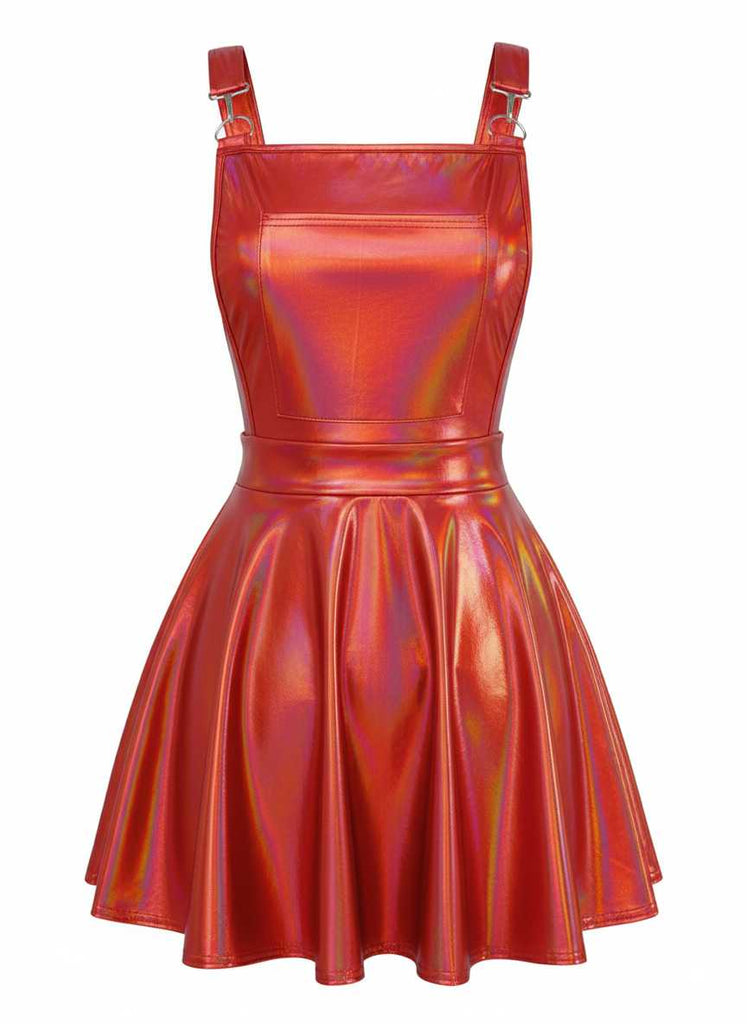 Robe à bretelles métallisée holographique années 1970