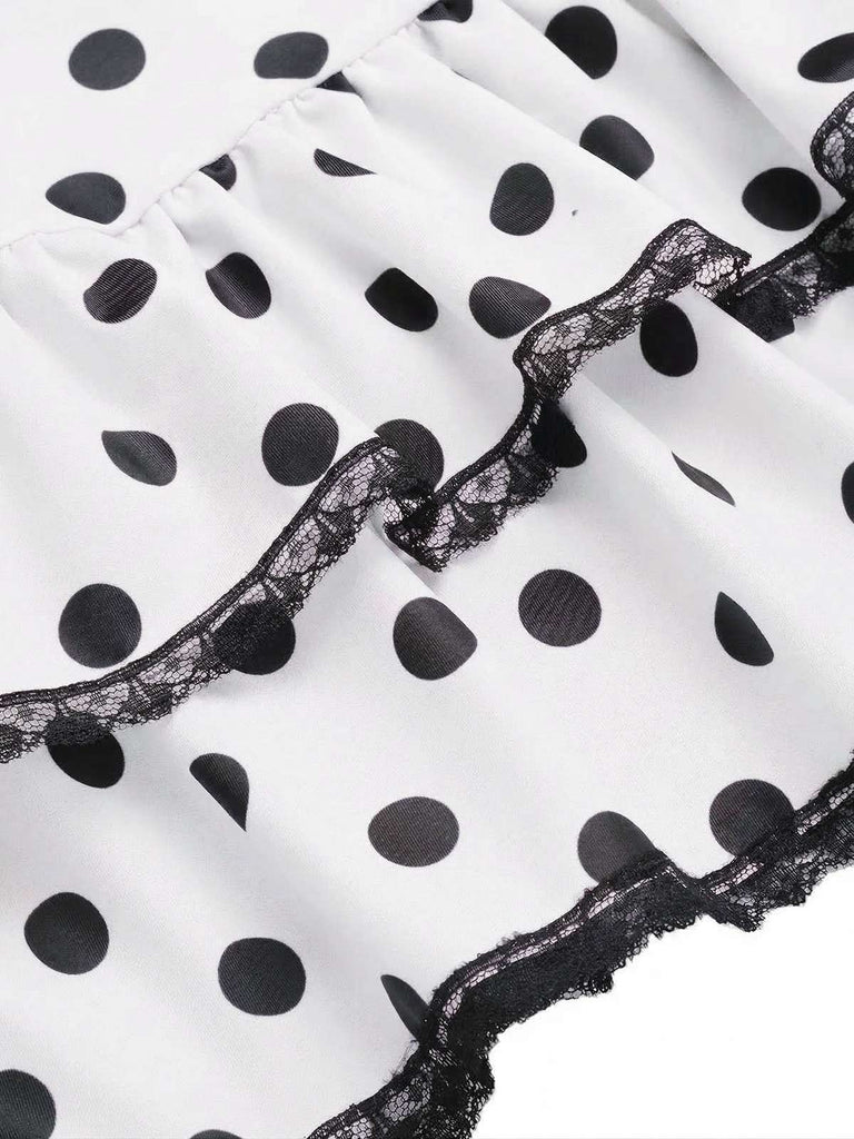 [Prévente] Maillot de bain une pièce Blanche à pois et nœud des années 1940