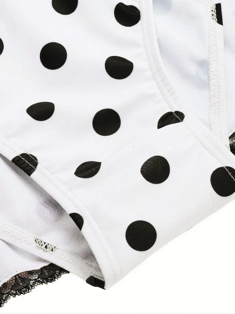 [Prévente] Maillot de bain une pièce Blanche à pois et nœud des années 1940