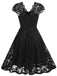 Robe en dentelle unie à col en V et sans manches années 1950